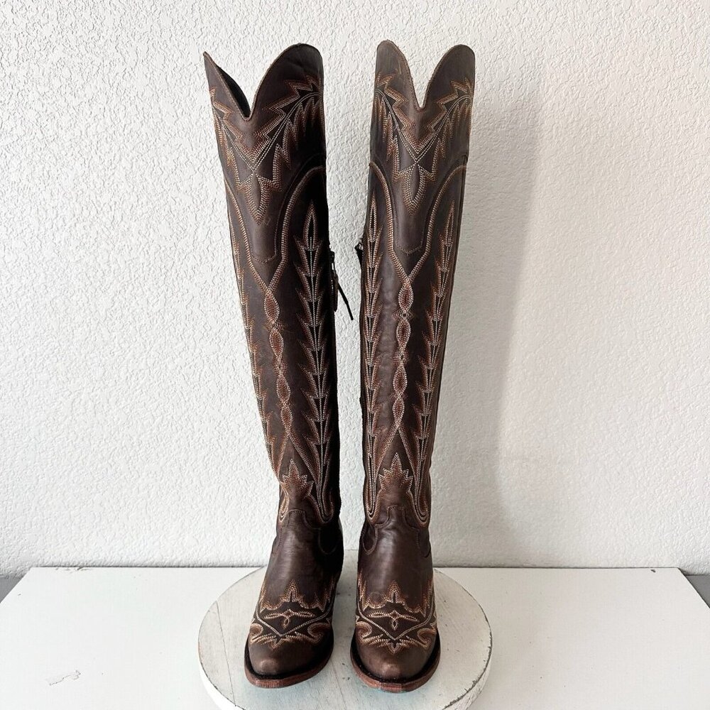 Lane Boots Over The Knee Corset Lexington- Cognac - Picture 5 of 15